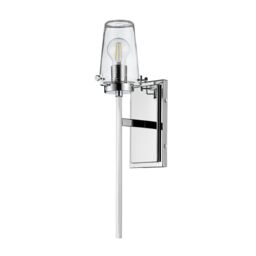 Loops IP44 Wall Light Tall Nuts & Bolts Accents Clear Glass Shade Chrome LED E27 40W - thumbnail 2