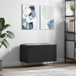 Berkfield Home Record Cabinet Black 74.5x38x48 cm Engineered Wood