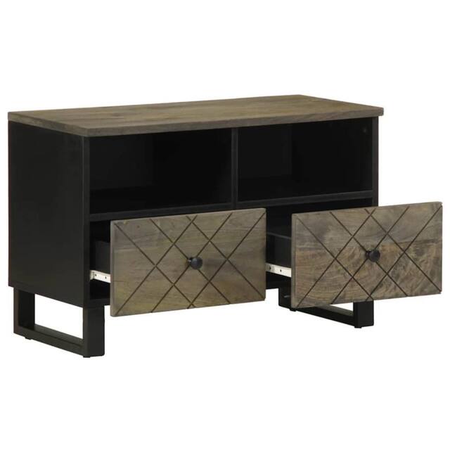 Berkfield Home TV Cabinet Black 70x33x46 cm Solid Wood Mango - Size: 70 x 33 x 46 cm - image 1