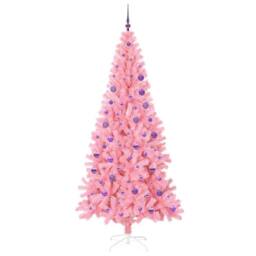 Berkfield Home Lush Christmas Tree with 300 LEDs with Stand Pink 180 cm PVC - thumbnail 4