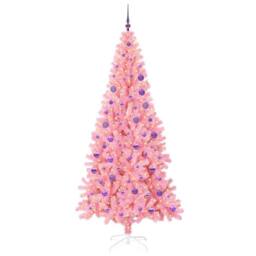 Berkfield Home Lush Christmas Tree with 300 LEDs with Stand Pink 180 cm PVC