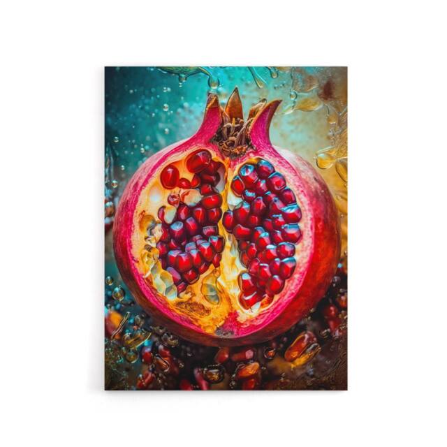 "Artery8 Sliced Pomegranate Fruit Kitchen Decor Canvas Wall Art Print - Size: W24"" x H32""" - image 1