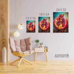 "Artery8 Sliced Pomegranate Fruit Kitchen Decor Canvas Wall Art Print - Size: W24"" x H32""" - thumbnail 4