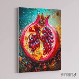 "Artery8 Sliced Pomegranate Fruit Kitchen Decor Canvas Wall Art Print - Size: W24"" x H32""" - thumbnail 2