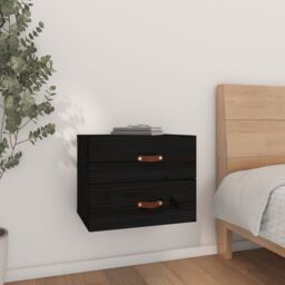 Berkfield Home Wall-mounted Bedside Cabinet Black 50x36x40 cm - Size: 50 x 36 x 40 cm