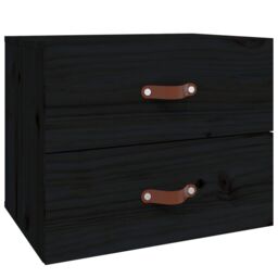 Berkfield Home Wall-mounted Bedside Cabinet Black 50x36x40 cm - Size: 50 x 36 x 40 cm - thumbnail 2