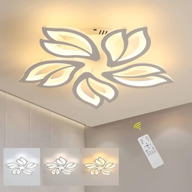 Goeco Modern LED Ceiling Light, Dimmable, Creative Flower Design Chandelier in White - image 1
