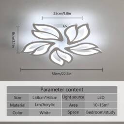 Goeco Modern LED Ceiling Light, Dimmable, Creative Flower Design Chandelier in White - thumbnail 6