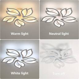 Goeco Modern LED Ceiling Light, Dimmable, Creative Flower Design Chandelier in White - thumbnail 8