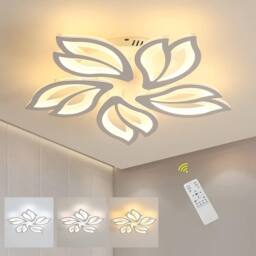 Goeco Modern LED Ceiling Light, Dimmable, Creative Flower Design Chandelier in White - thumbnail 1