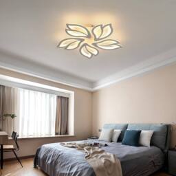 Goeco Modern LED Ceiling Light, Dimmable, Creative Flower Design Chandelier in White - thumbnail 3