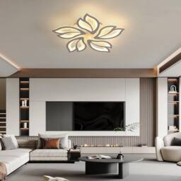 Goeco Modern LED Ceiling Light, Dimmable, Creative Flower Design Chandelier in White - thumbnail 9