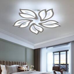 Goeco Modern LED Ceiling Light, Dimmable, Creative Flower Design Chandelier in White - thumbnail 2