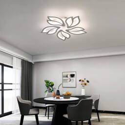 Goeco Modern LED Ceiling Light, Dimmable, Creative Flower Design Chandelier in White - thumbnail 4