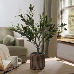 OHS Artificial Olive Tree with Lifelike Leaves Realistic Plant in Basket in Natural - Size: 50 cm - thumbnail 1