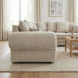 Abakus Direct Verona Chenille Corner Sofa with Deep Seats & Angular Arms in Beige - thumbnail 8