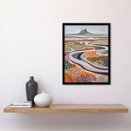 Artery8 Holy Island Landscape Lindisfarne Castle Painting Framed Art Print - Size: A4 - thumbnail 4