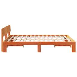 Berkfield Home Bed Frame with Headboard Wax Brown 140x200 cm Solid Pine Wood - thumbnail 6