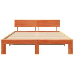 Berkfield Home Bed Frame with Headboard Wax Brown 140x200 cm Solid Pine Wood - thumbnail 5