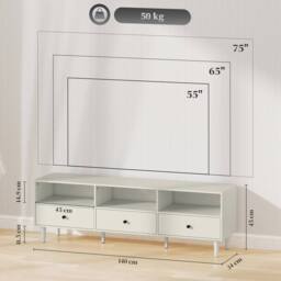 Wyld Haus Kedito Cream White TV Stand 140cm 3 Drawers 3 Open Shelves - thumbnail 3