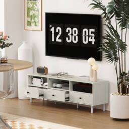 Wyld Haus Kedito Cream White TV Stand 140cm 3 Drawers 3 Open Shelves - thumbnail 6