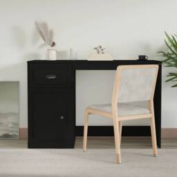 Berkfield Home Elegant Desk with Drawer Black 115x50x75 cm Engineered Wood - Size: 115 x 50 x 75 cm - thumbnail 2