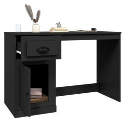 Berkfield Home Elegant Desk with Drawer Black 115x50x75 cm Engineered Wood - Size: 115 x 50 x 75 cm - thumbnail 5