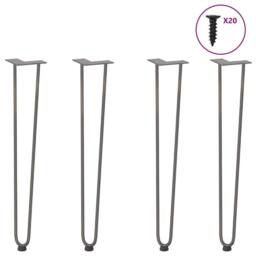 Berkfield Home Hairpin Table Legs 4 pcs Natural Steel 72 cm Solid Steel in Grey - thumbnail 1