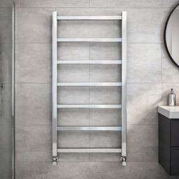 Balterley Heated Vertical Towel Rail with Square Tubes, 1200mm x 600mm - Chrome in Silver - thumbnail 8