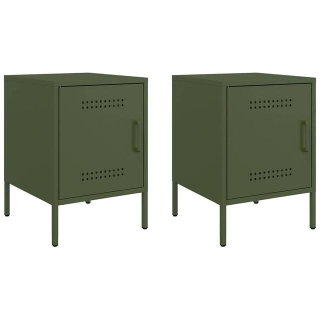 Berkfield Home Bedside Cabinets 2 pcs Olive Green 36x39x50.5 cm Steel - image 1