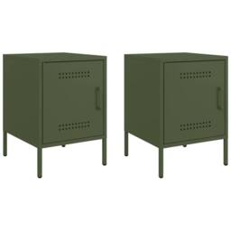 Berkfield Home Bedside Cabinets 2 pcs Olive Green 36x39x50.5 cm Steel - thumbnail 1