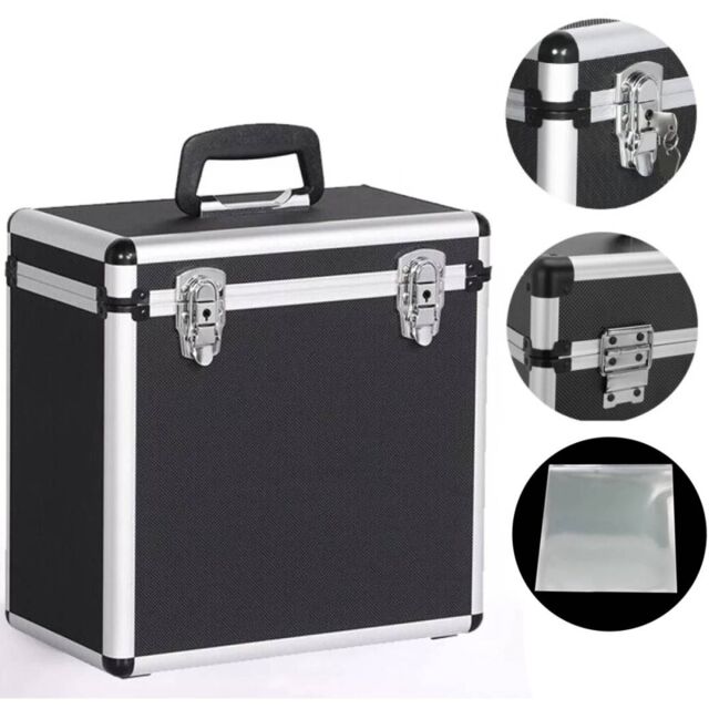 Hinsinc Black Storage Box Vinyl Record Storage Case Heavy Duty Lockable Box - image 1