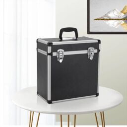 Hinsinc Black Storage Box Vinyl Record Storage Case Heavy Duty Lockable Box - thumbnail 5