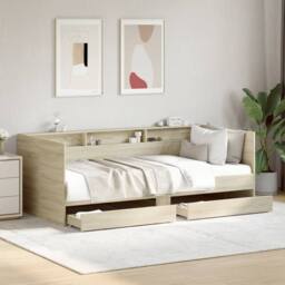 Berkfield Home Versatile Daybed with Drawers without Mattress Sonoma Oak 90x190 in Light Tan - thumbnail 2