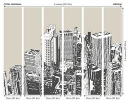 Origin Murals Urban City Skyscrapers Matt Smooth Paste the Wall Mural in Natural - Size: W350 cm x H280 cm - thumbnail 3