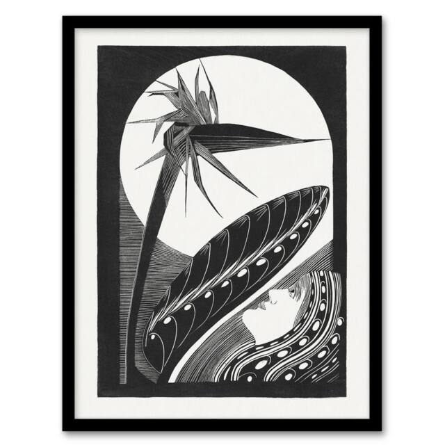 "Artery8 Strelitzia Overblown & Full Moon De Mesquita Framed Wall Art Print in White - Size: W12"" x H16""" - image 1