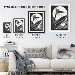 "Artery8 Strelitzia Overblown & Full Moon De Mesquita Framed Wall Art Print in White - Size: W12"" x H16""" - thumbnail 3