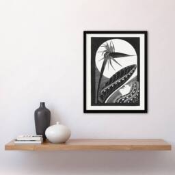 "Artery8 Strelitzia Overblown & Full Moon De Mesquita Framed Wall Art Print in White - Size: W12"" x H16""" - thumbnail 4