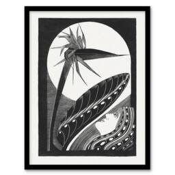 "Artery8 Strelitzia Overblown & Full Moon De Mesquita Framed Wall Art Print in White - Size: W12"" x H16""" - thumbnail 1