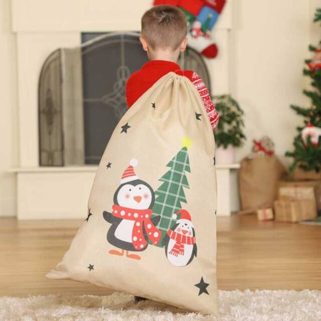 Dibor Penguin Pals Giant Children's Christmas Gift Sack in Beige - image 1