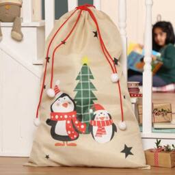 Dibor Penguin Pals Giant Children's Christmas Gift Sack in Beige - thumbnail 4