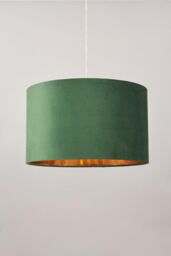 BHS Lighting Large Velvet Easy Fit Light Shade in Green - thumbnail 2