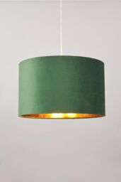 BHS Lighting Large Velvet Easy Fit Light Shade in Green - thumbnail 1