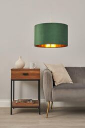 BHS Lighting Large Velvet Easy Fit Light Shade in Green - thumbnail 4
