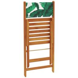 Berkfield Home Beautiful 3 Piece Bistro Set Leaf Pattern Fabric & Solid Wood in Tan - thumbnail 7
