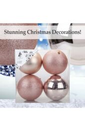 VFM e-Store Christmas Baubles Pack of 3- 12cm in Pink - thumbnail 3