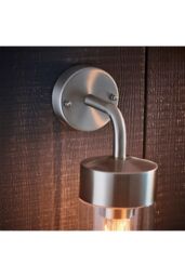 Netlighting North 1 Light Outdoor Wall Light Brushed Stainless Steel & Clear Glass IP44 E27 in Grey - thumbnail 5
