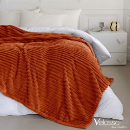 Velosso Super Soft Chunky Cord Blanket Throw in Orange - Size: 200 cm x 240 cm
