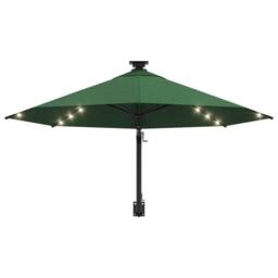 Berkfield Home Elegant Wall-mounted Parasol with LEDs & Metal Pole 300 cm Green - thumbnail 4