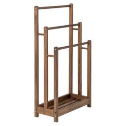FORGEVIO 3-Tier Wooden Towel Rack 3 Bars Towel Drying Holder Storage Shelf in Brown